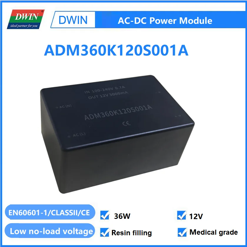 

DWIN Medical-grade 36W / 45W AC to 12V / 15V / 24V DC Power Module High Quality 100~240V Universal AC-DC Converter Power Switch