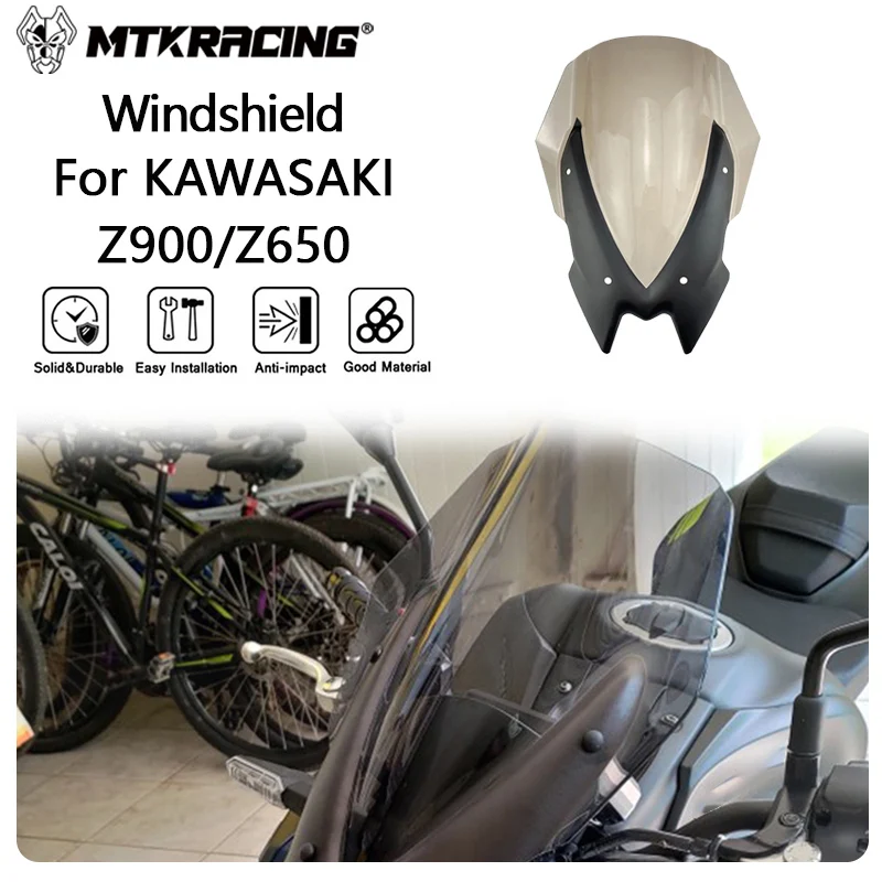 MTKRACING Windshield For KAWASAKI Z900/Z650 2021-2024 Z 650 Motorcycle Accessories Sports WindScreen Windshield Visor Deflector