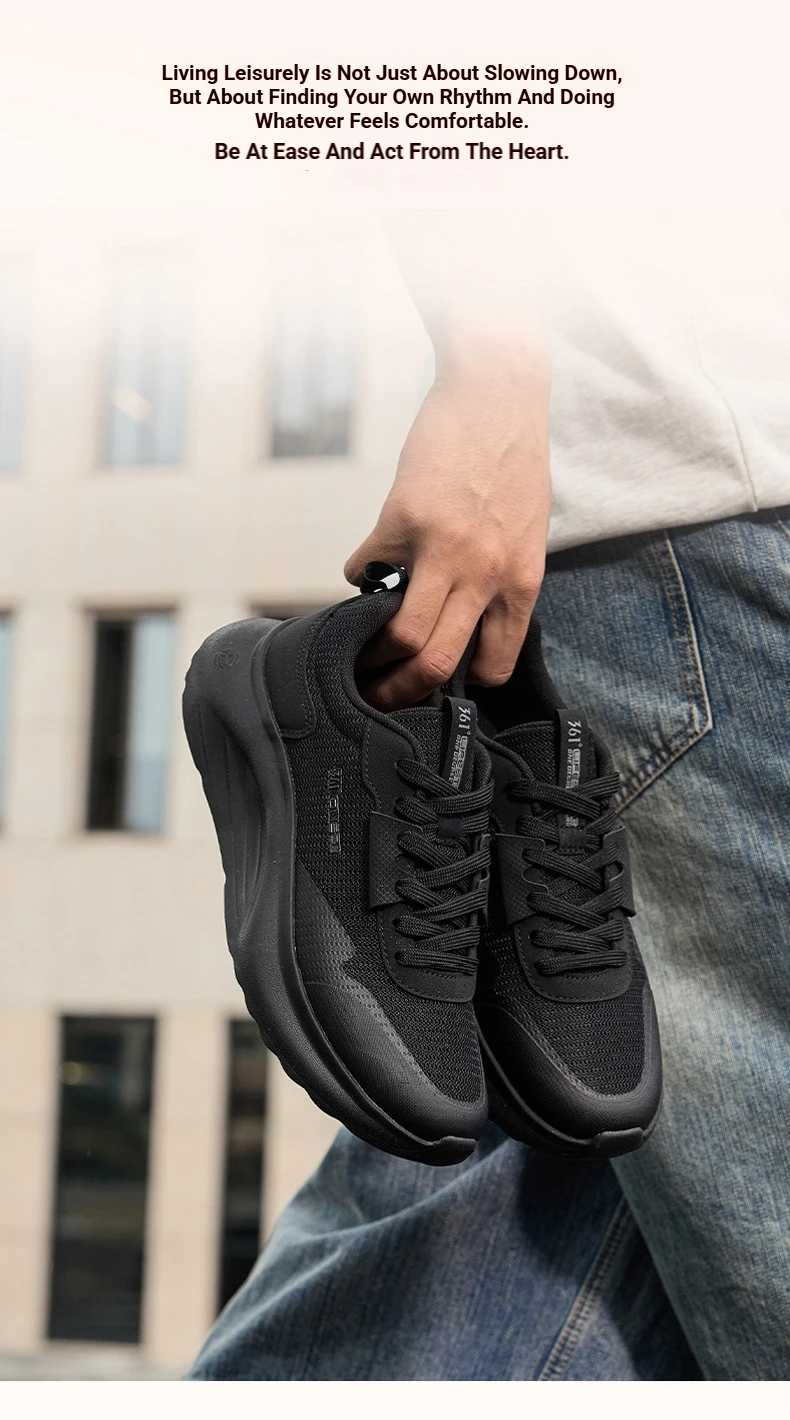 361 Degrees Herren-Freizeitschuhe, weiche Sohle, elastisch, bequem, atmungsaktiv, schwarze und weiße Mesh-Sneaker für Männer 672616702 – Detail 4