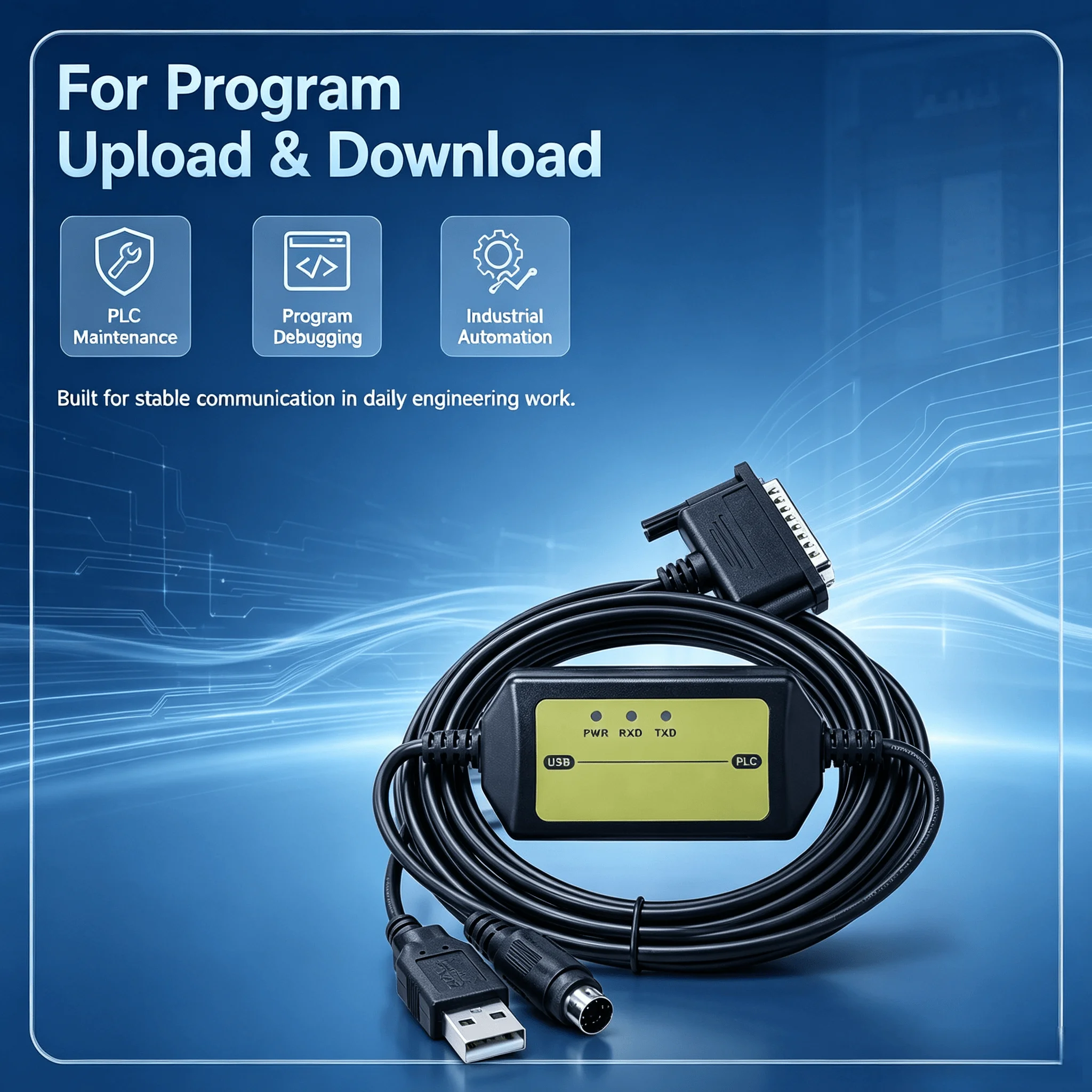 USB-SC09 Programming Cable for Mitsubishi FX1N FX2N FX3U A1S PLC, 3M USB Upload Download Cord Enhanced Version