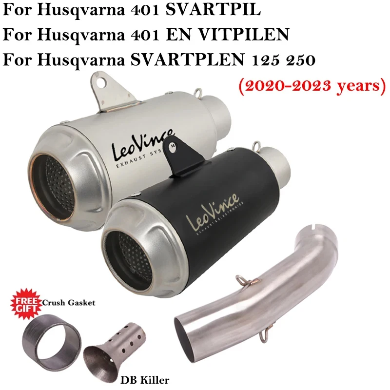 For Husqvarna SVARTPILEN VITPILEN 401 125 250 2020 - 2023 Motorcycle Exhaust Escape Systems Modified Muffler With Mid Link Pipe