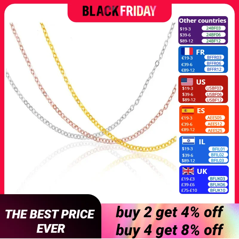 12pcs Women Necklace Fashion Jewelry Accessories Copper Aberdeen Box Chain White K Cross Chain For DIY Jewelry Necklace 45cm