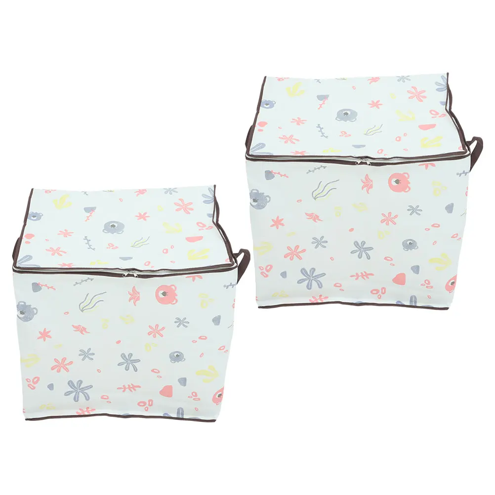 

2pcs Large Storage Boxes Zipper Clothes Bedding Blankets Comforter Organizer Non-woven Travel Containers Organizer 140L