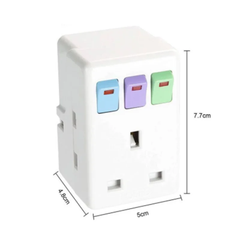 UK Plug 250V 13A Portable Multi 1 to 3 ways Travel Adapter Power Socket with ON/OFF Independent Control Switch Conversion Plug