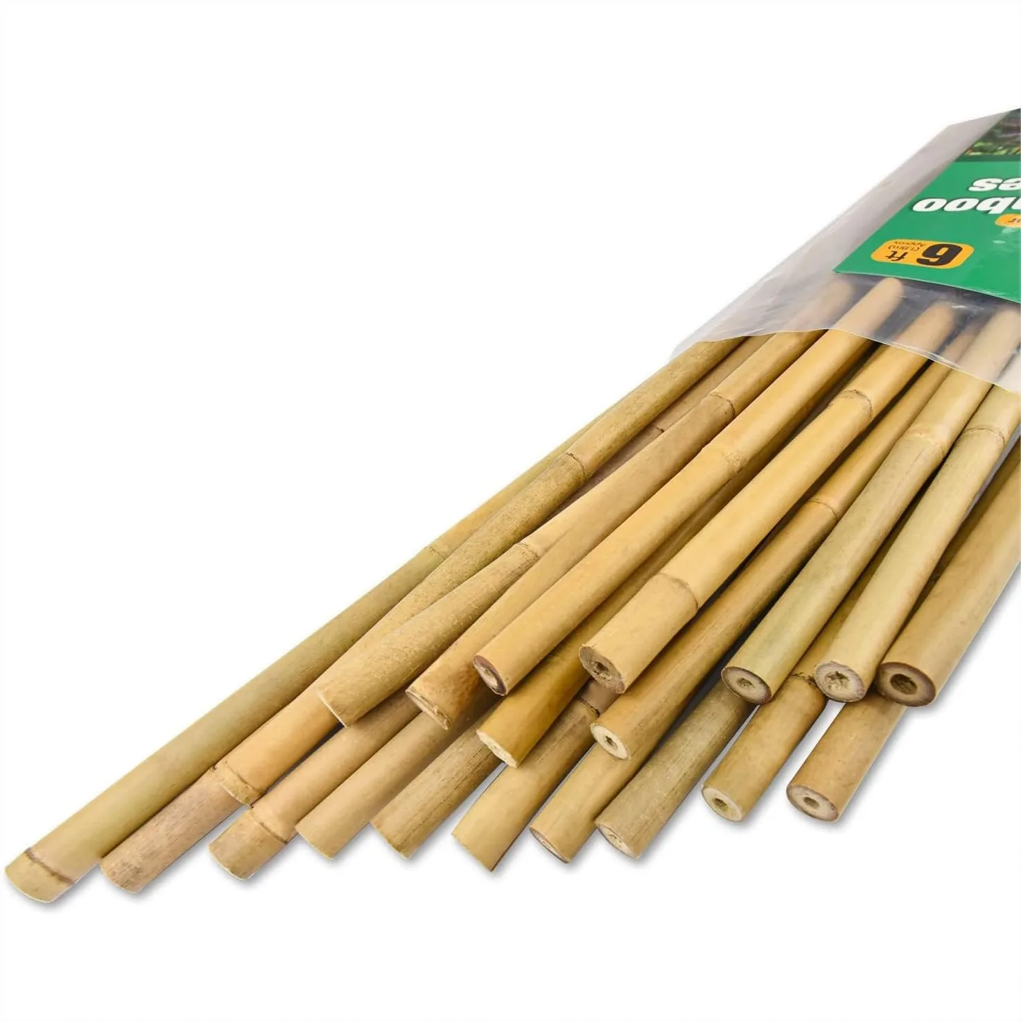 20 Estacas de Bambú de 5/8'' de Grosor, 6 Pies de Largo, Naturales, para Soporte de Plantas Trepadoras como Tomates, Frijoles y Flores