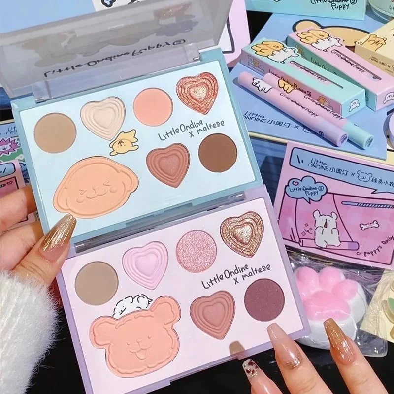 Little Ondine Sombra Blush Highlighter Contour Maquiagem Paleta Blush para Bochechas All-In-One Bronzer Shimmer Conjuntos de Cosméticos