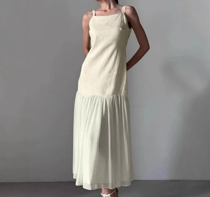 

2025 Summer Fashion Camisole Dress Design Sense Splicing Casual Temperament High-end Long Skirt for Women