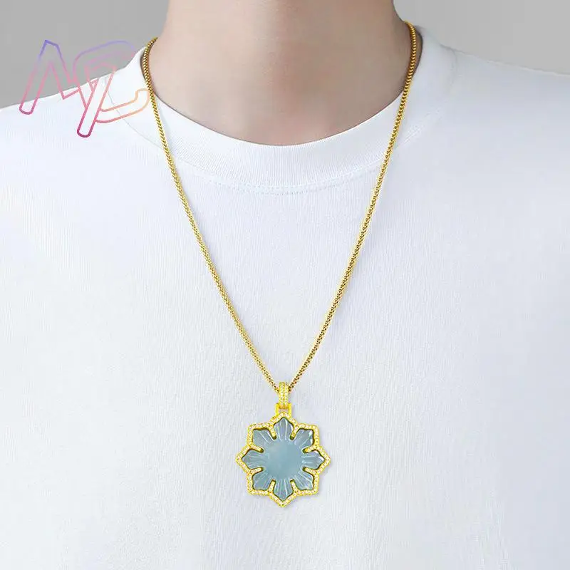 ميانمار الجاديت ندفة الثلج قلادة قلادة مجوهرات حقيقية البورمية اليشم محظوظ الفاخرة الأحجار الكريمة الطبيعية منحوتة تميمة الحجر #5