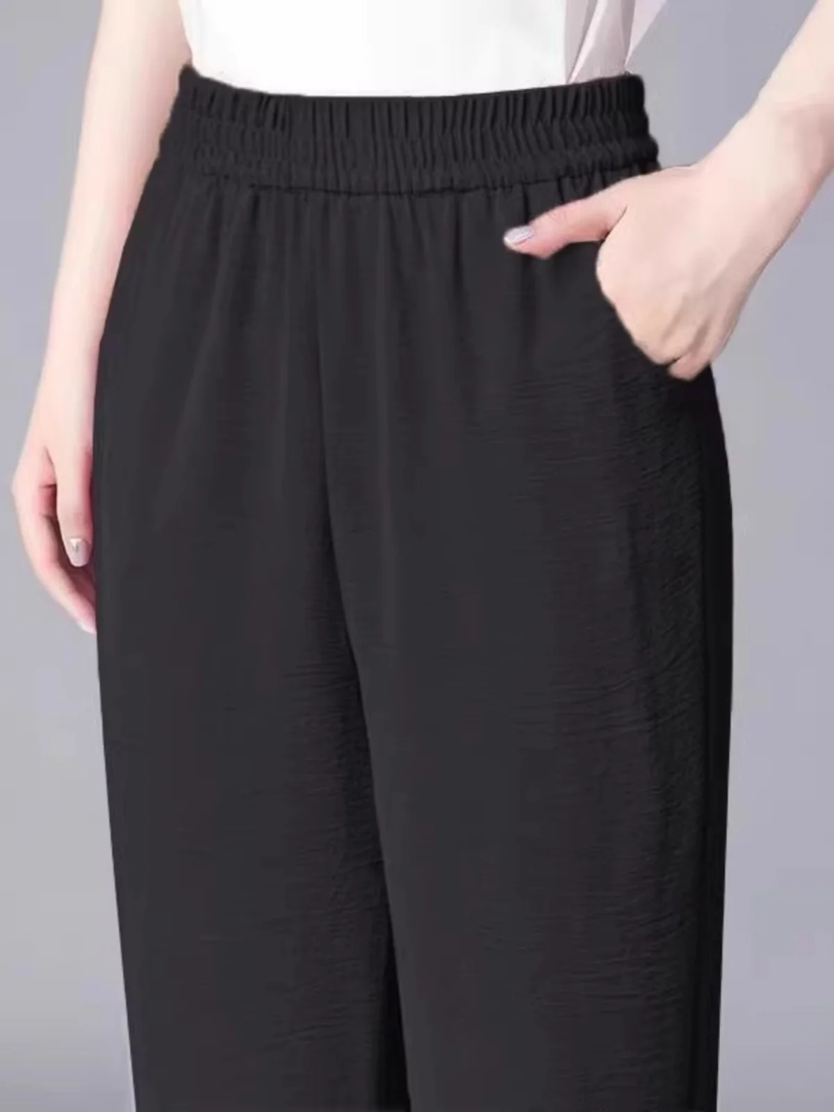 Spodnie damskie z wysokim stanem, długość 7/8, typu harlan, letnie, nowe, wyszczuplające, z jedwabiu lodowego i konopi, codzienne, pojedyncze lub dwuczęściowe.