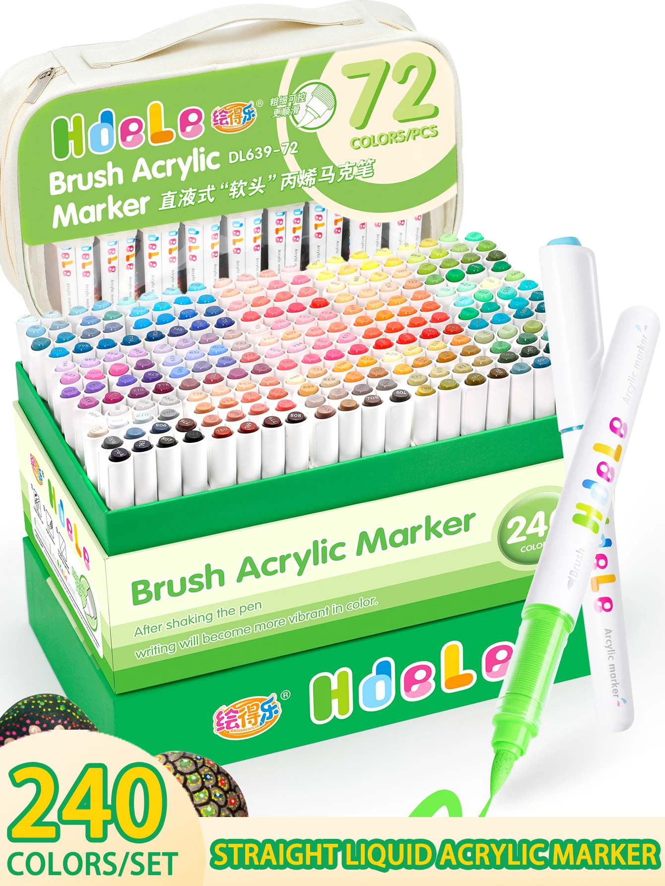 Hdele 240/72/24/8 Farben Pinsel-Acrylmarker-Set, für Notizbücher, DIY-Graffiti-Zeichnen, Acrylfarbstifte für Studenten – Detail 2