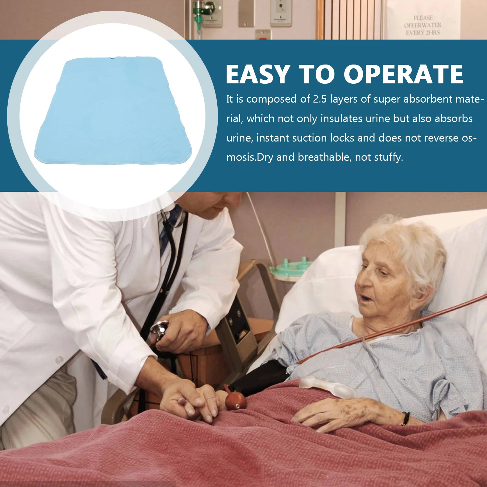 1 قطعة وسادة سرير مقاومة للماء قابلة لإعادة الاستخدام وقابلة للغسل سميكة للبالغين المسنات النساء الحيض استخدام خفيفة الوزن قابلة للطي حفاضات السفر