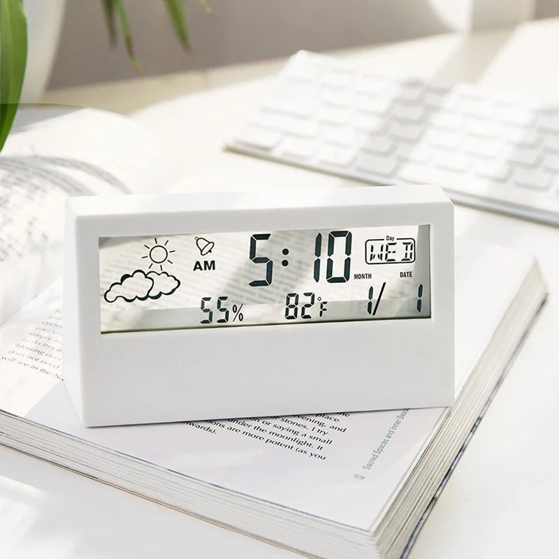 Thermo-Hygrometer Clock Creative Weather Display Electronic Alarm CLock Bedhead Electronic Clock Temperature And Humidity