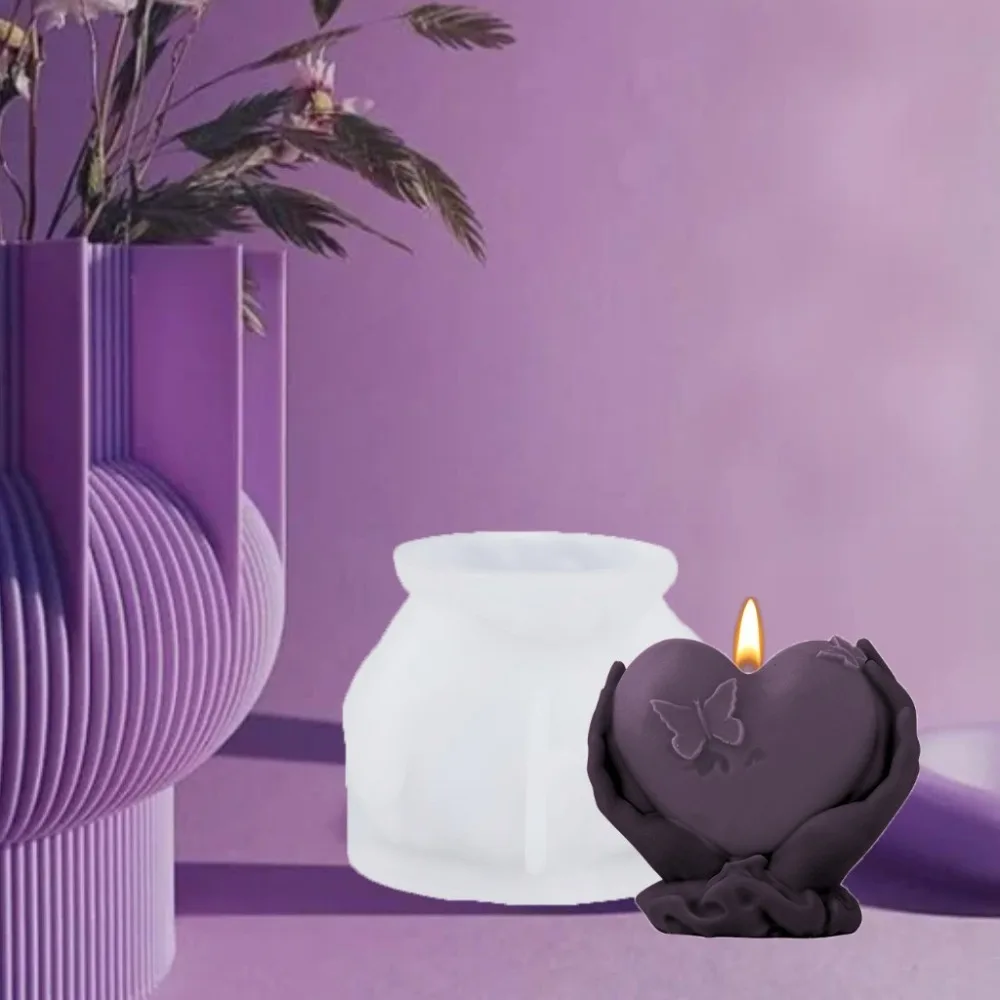 

Silicone Butterfly Candle Mold Reusable Heart Shape Hand Holding Heart Mold Love Theme Romantic Valentine's Day Mold DIY Craft