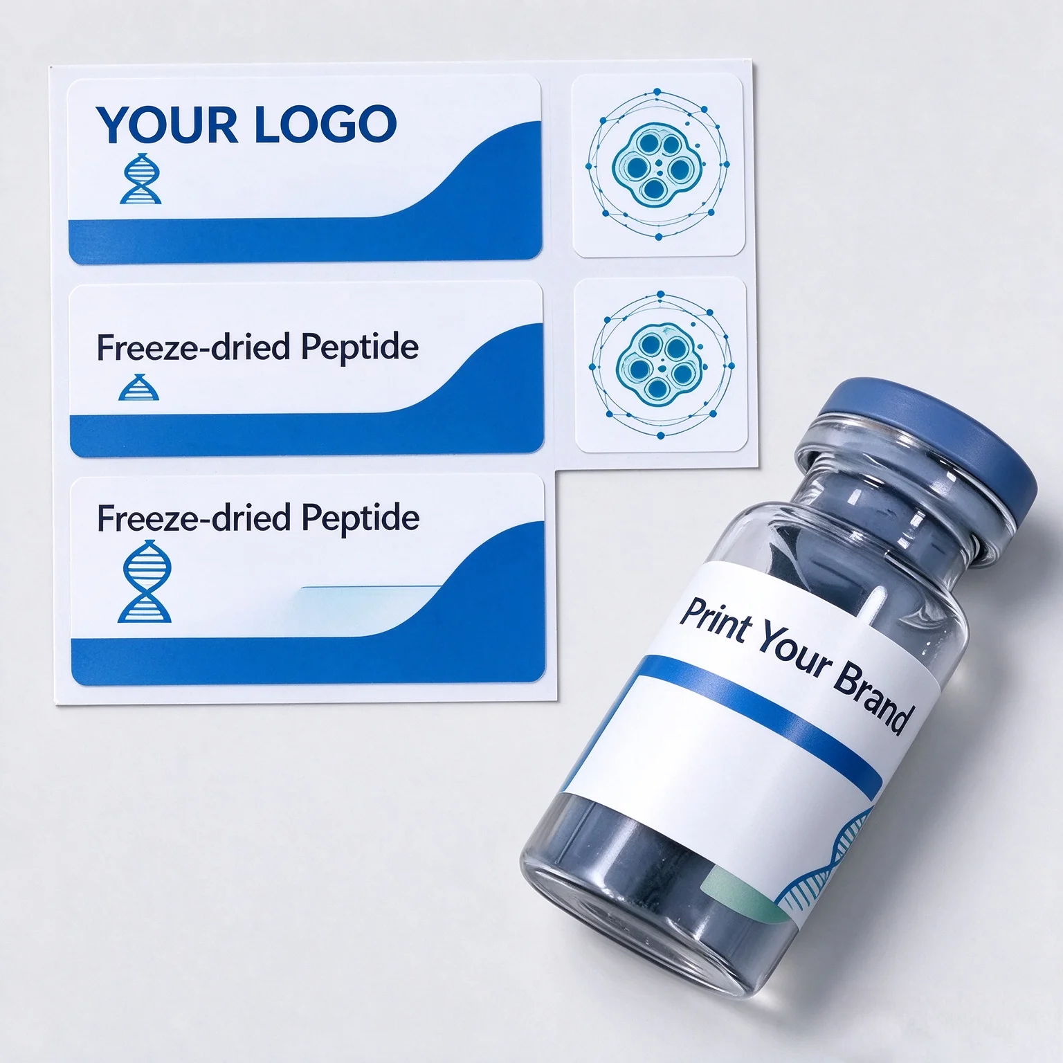 Custom Holographic Vial Labels & Box 3ml 5ml 10ml Peptide Packaging Set With Plastic Inner Tray