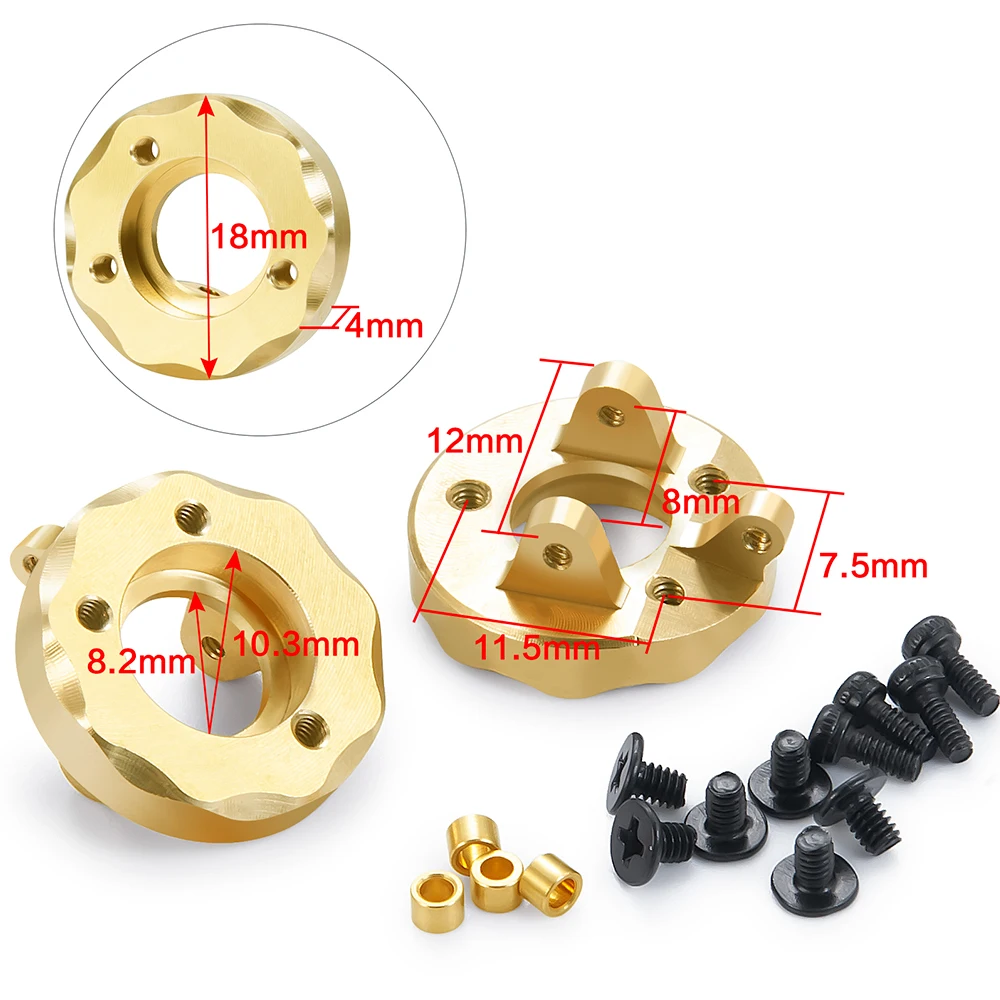 TRINOOD Steering Cup Wiel Hex Hubs Adapter Messing Contragewicht voor 1/18 Kyosho Jimny Mini-z RC Crawler Auto Upgrades Onderdelen