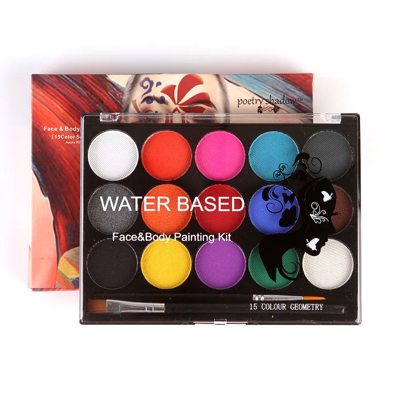 15-color Facial Paint Body Makeup and Water-soluble Facial Body Paint For Art for Water-activated Makeup Palette to Halloween or