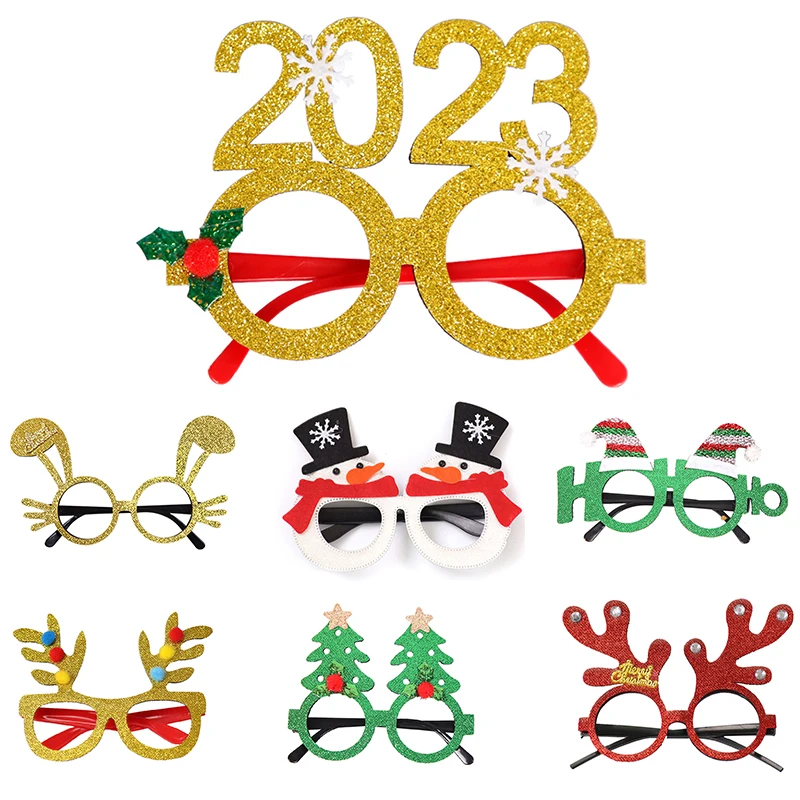 Christmas Decorations 2023 Christmas Glasses Frame Kids Christmas Gift Snowman Antlers Glasses Kids Accessories