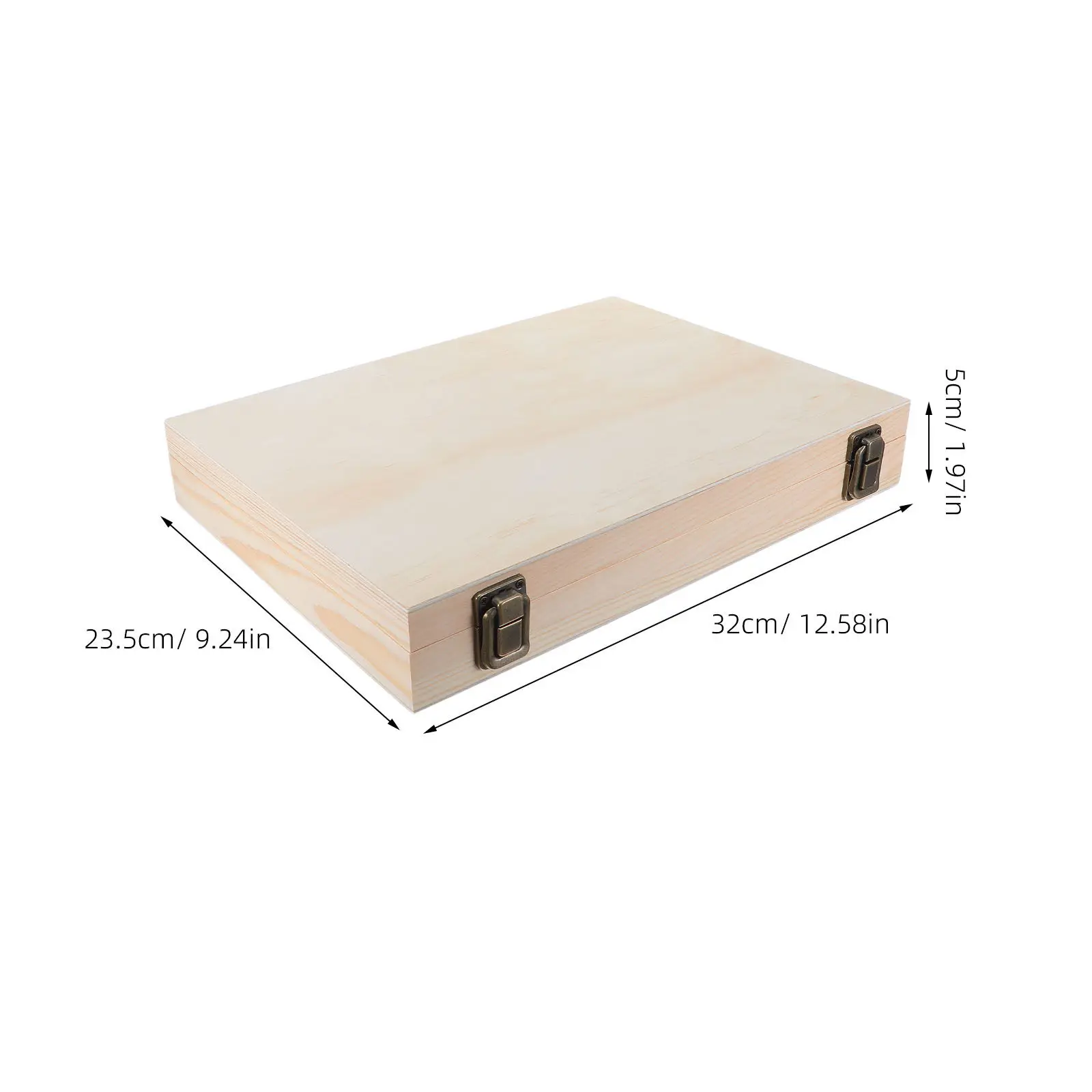 Solid Wood Storage Box with Hinged Lid Unfinished Natural Wooden Craft Box for DIY Painting Staining Jewelry Keepsake Organizer