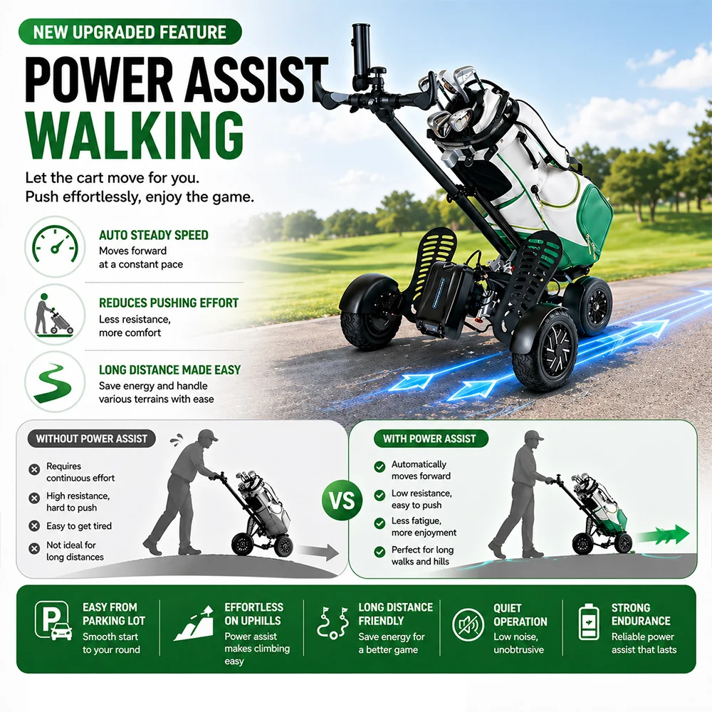 Eswing ES-1388 Pro 4 Wheel Ride On Electric Trolley With Aluminium Frame Caddy For Course Use