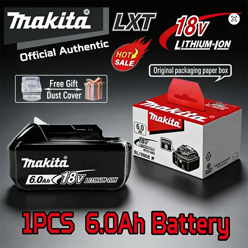 

2026 New Model BL1850 18V 6.0Ah Replacement Battery + 6A 18V Charger for Makita BL1815 BL1830 BL1840 BL1850 LXT400 DC18RA DC18RC