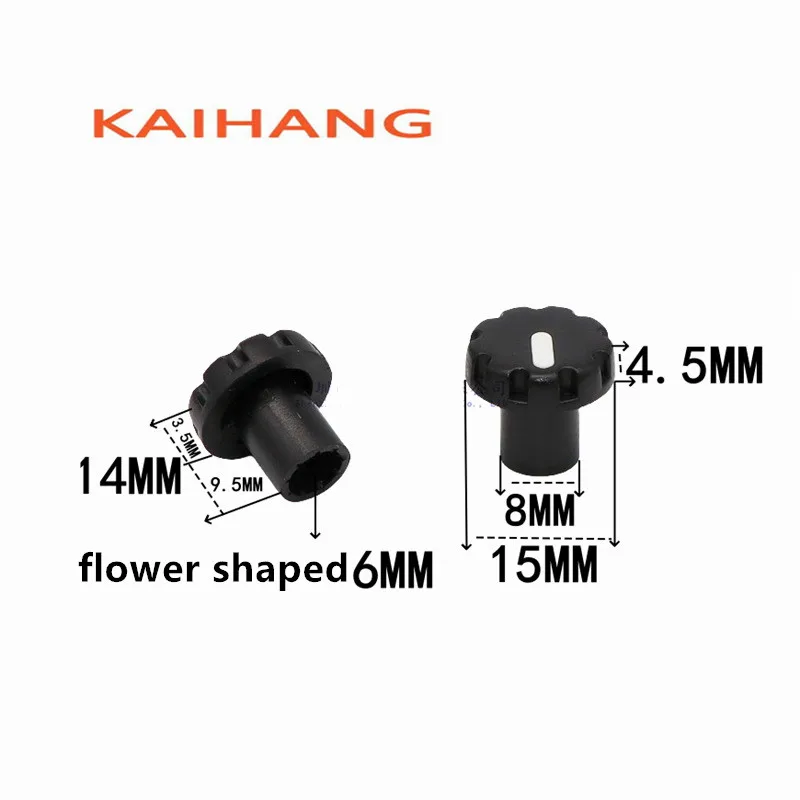 10PCS 15×14MM Plastic Convex Handle Knob Cap Potentiometer Knob Cap Amplifier Audio Volume Knob Flower Shaped Inner Hole 6mm