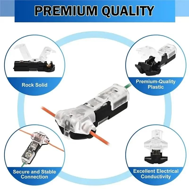 Universal T Type Quick Splice Low Voltage Wire Connector Solderless No Stripping Tool Free One Pin Two Way Mini Terminal Join view 6