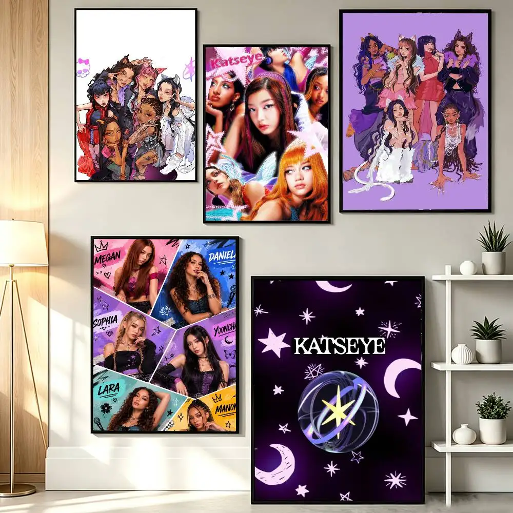 Pop Girl Group K-KATSEYE Poster HD Self Adhesive Waterproof Wall Art Ideal for Home Office Dorm Gift