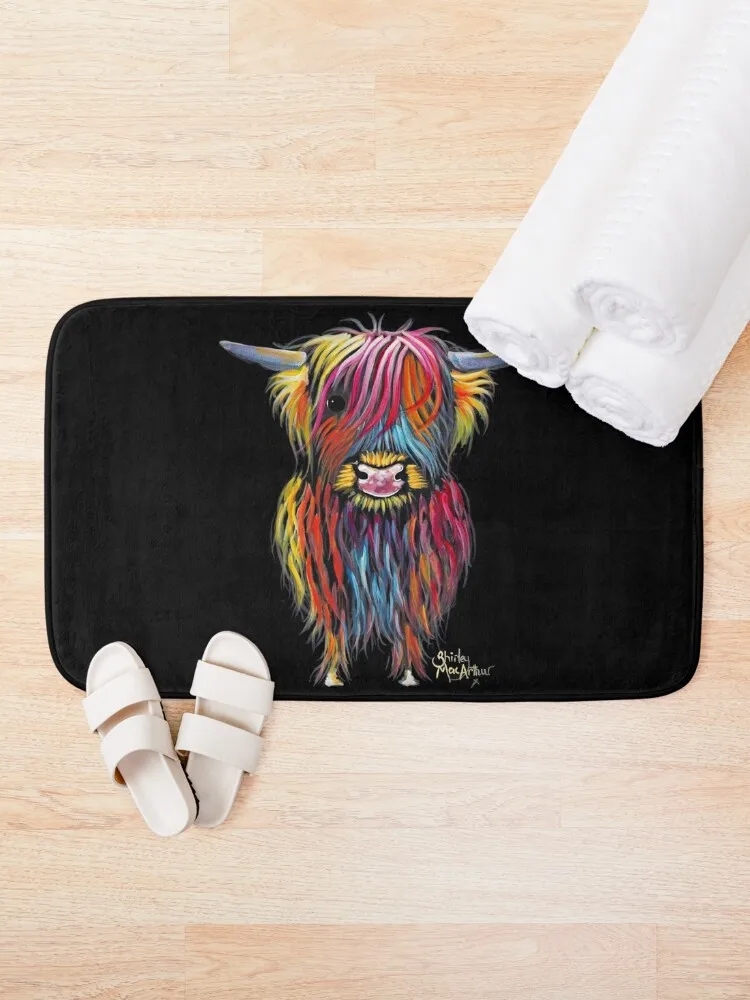 Scottish Hairy Highland Cow ' BRAVEHEART ' by Shirley MacArthur Bath Mat Bathroom Supplies Front Door Non Slip Carpet Mat