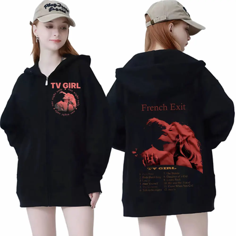 

Hot Singer TV Girl French Exit Album Print Zipper Hoodie Oversized Vintage Casual Pullovers Men Women Fashion Trend Sweatshirts