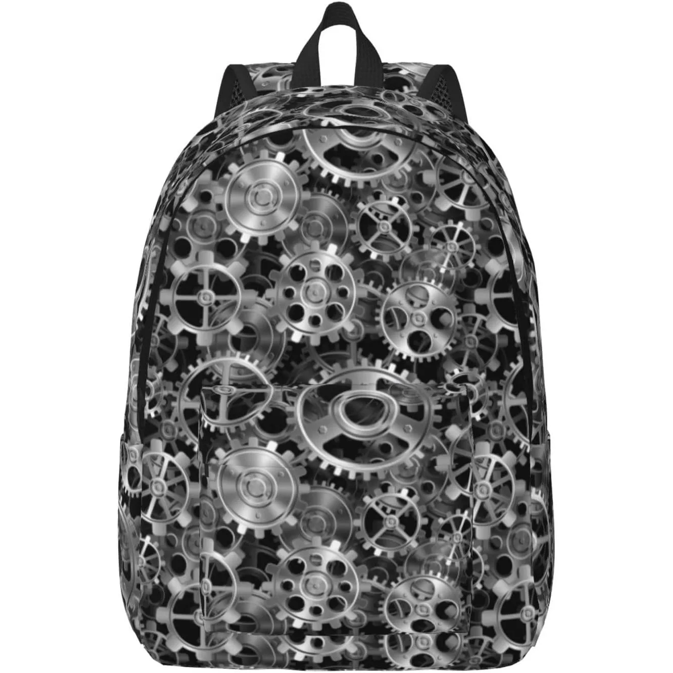 

Travel Laptop Backpack - Gear Pattern Canvas Backpack Computer Backpack Bag
