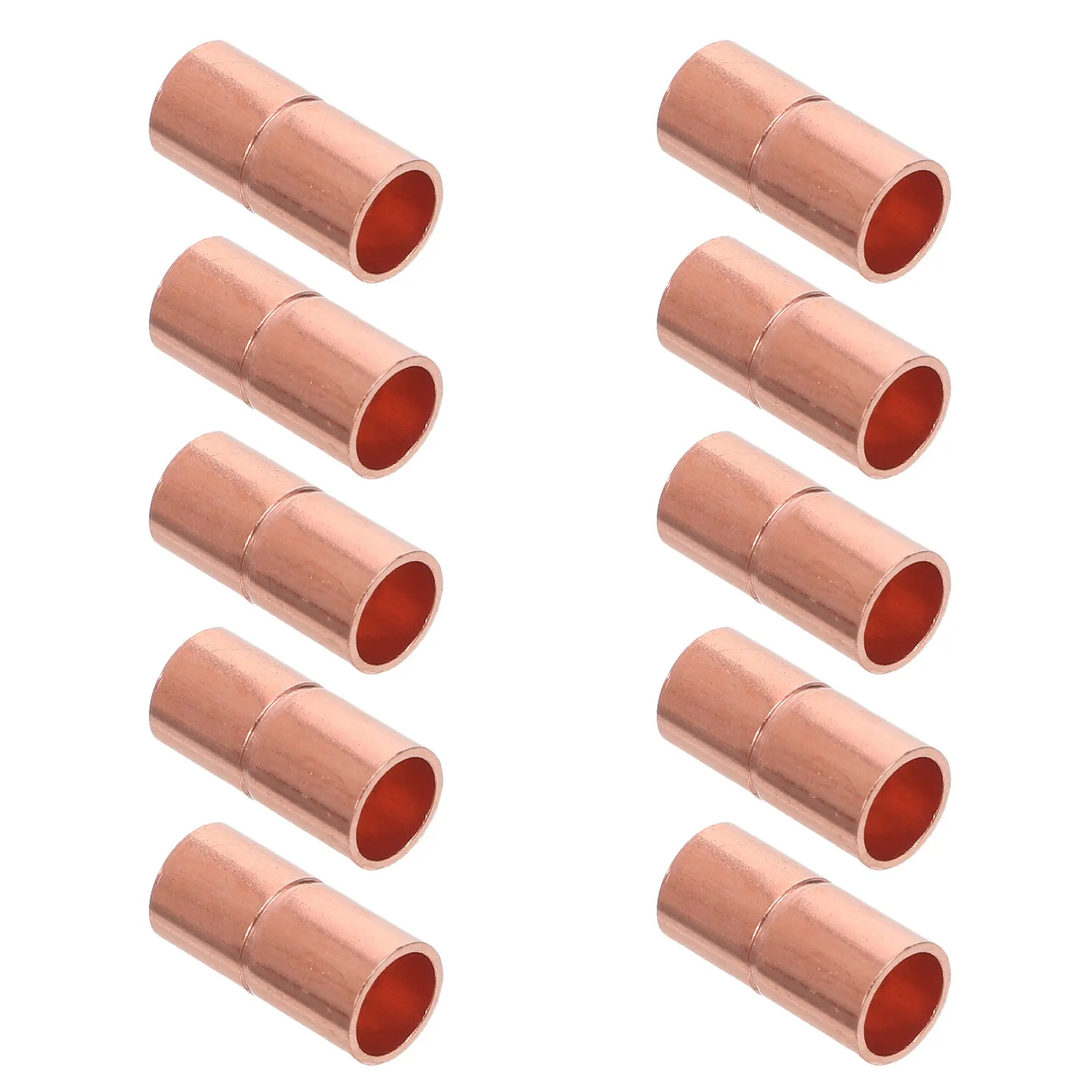 10Pcs Copper Coupling Straight Fittings Stop Heat Conductive Leak Proof Pipe Welding Joint Connector Hvac Air Conditioning Tube