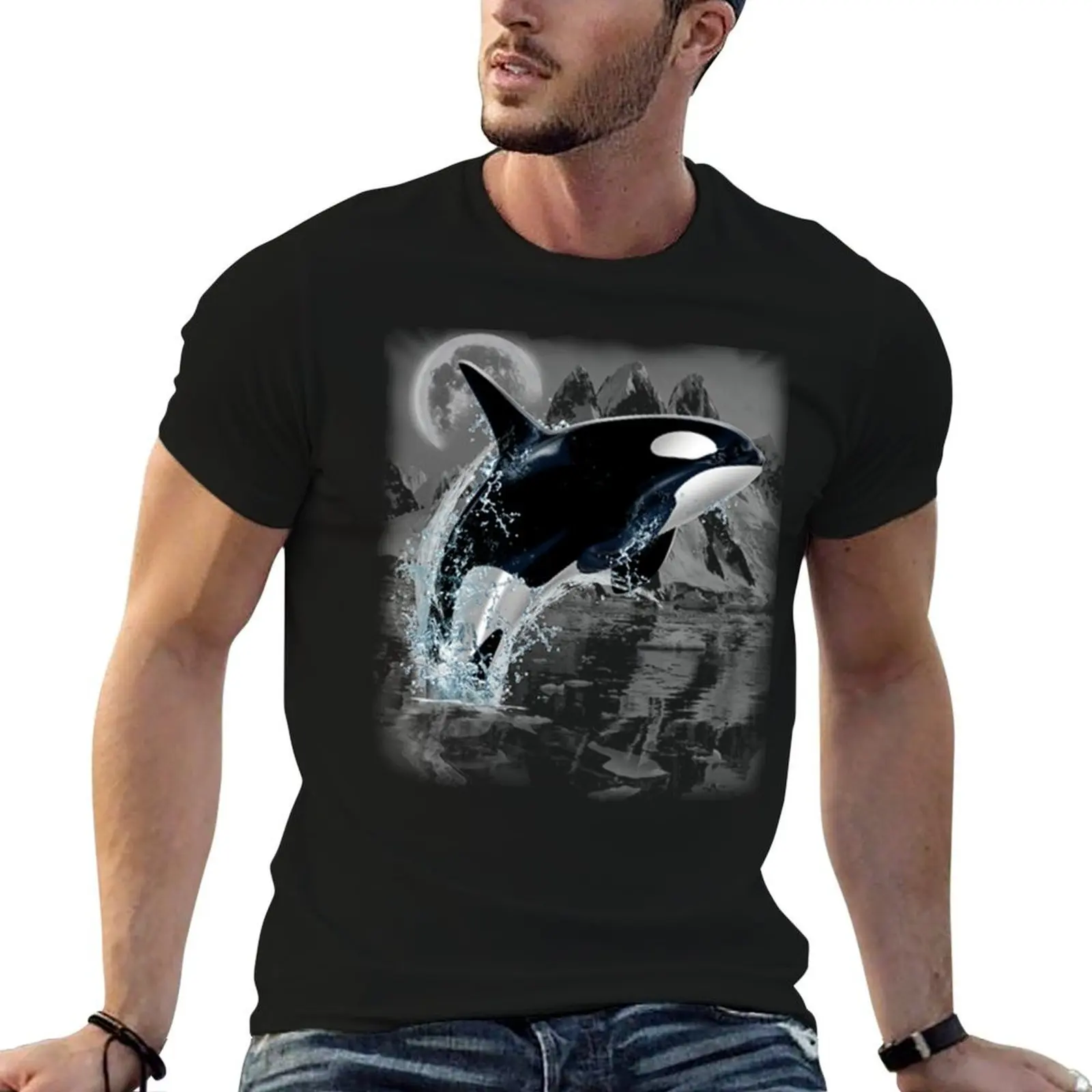 

Orca Whale Dancing in Moonlight T-Shirt man t shirt summer man t shirts for men T-Shirt