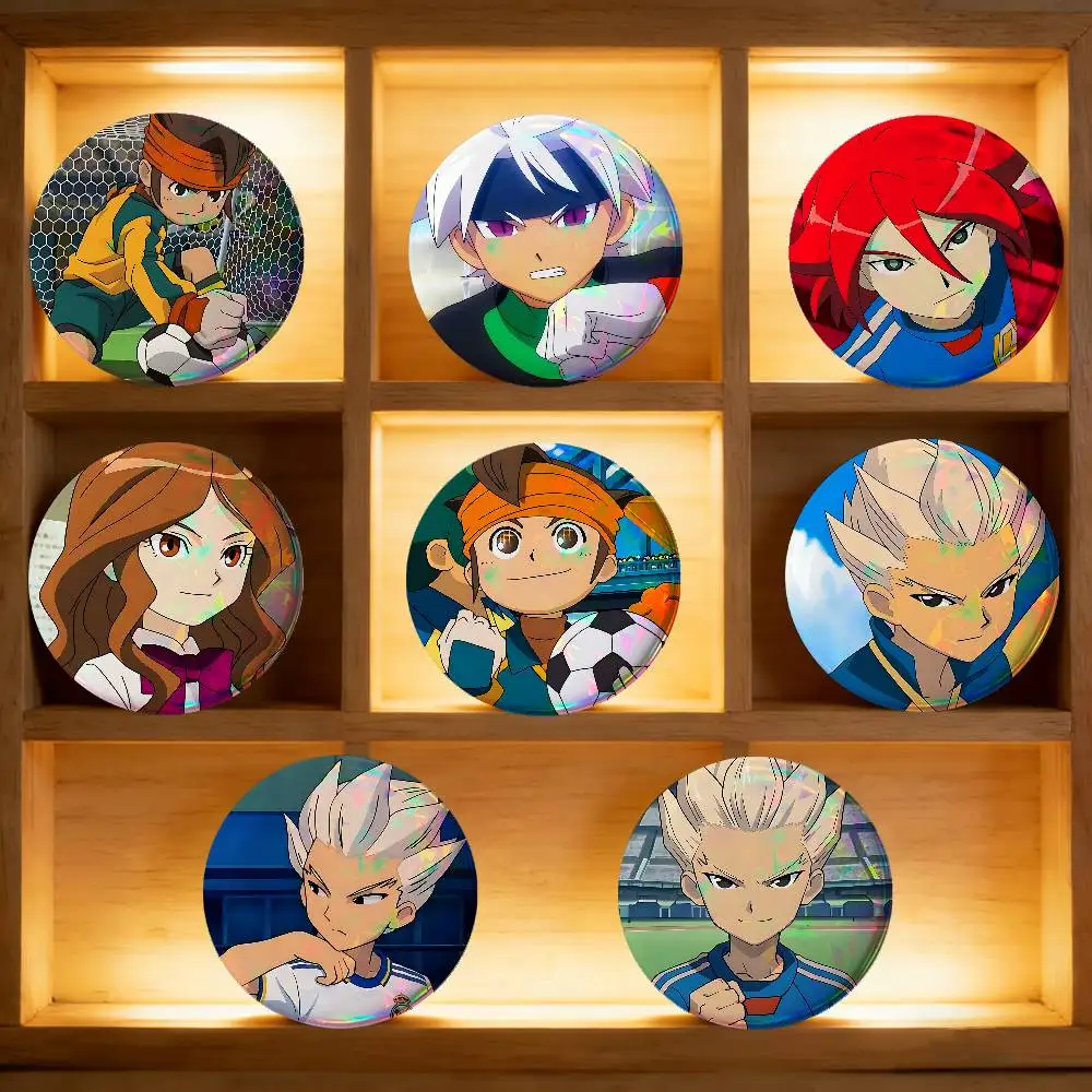 Anime I-Inazuma Eleven For Badge Laser Holographic Custom Badge Image Metal Lapel Pin Brooch For Clothing Backpack Decorative