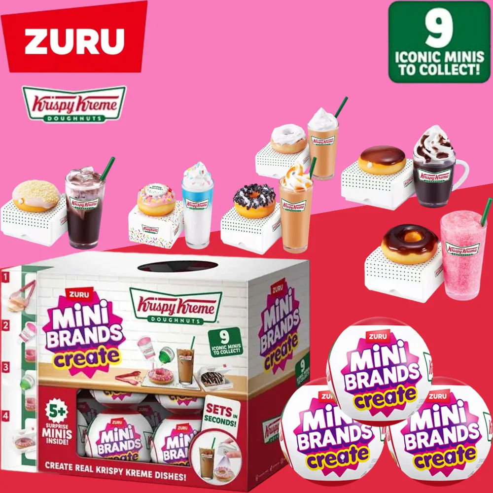 Zuru Mini marcas Krispy Kreme crear serie 1 caja ciega sorpresa juguetes Mini comida Donut comida en miniatura juguetes de embalaje misterioso