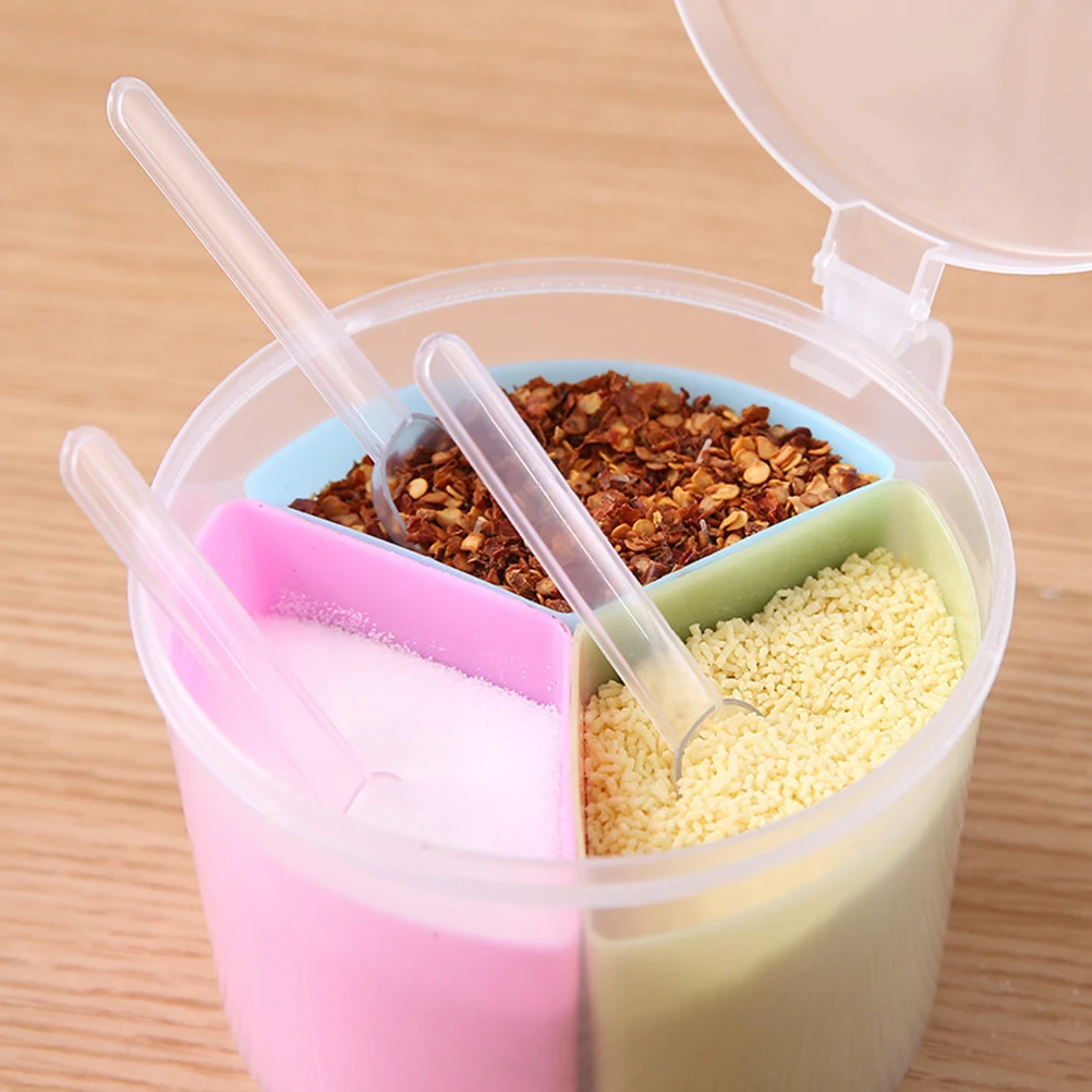 

Seasoning Box Storage Container Kitchen Tools Condiment Dispenser Multi Grid Design Food Grade PP Material Spices Sugar