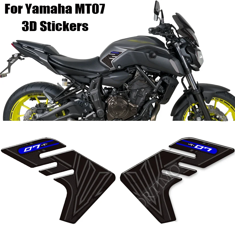 Motocicleta Tanque Pad Grips, Adesivos, Decalques Protetor, Gás, Combustível, Kit de Óleo, Joelho para Yamaha MT07, MT 07, SP, MT-07, 2018, 2019, 2020