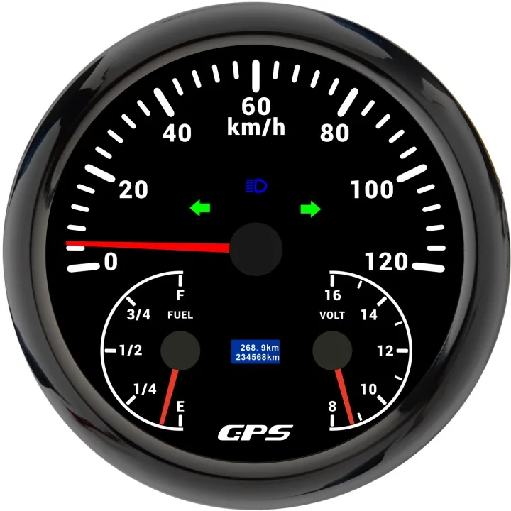 110 มม. 3 ใน 1 เมตร GPS 120KM พร้อมไฟเลี้ยวระดับน้ํามันแรงดัน 8-16V