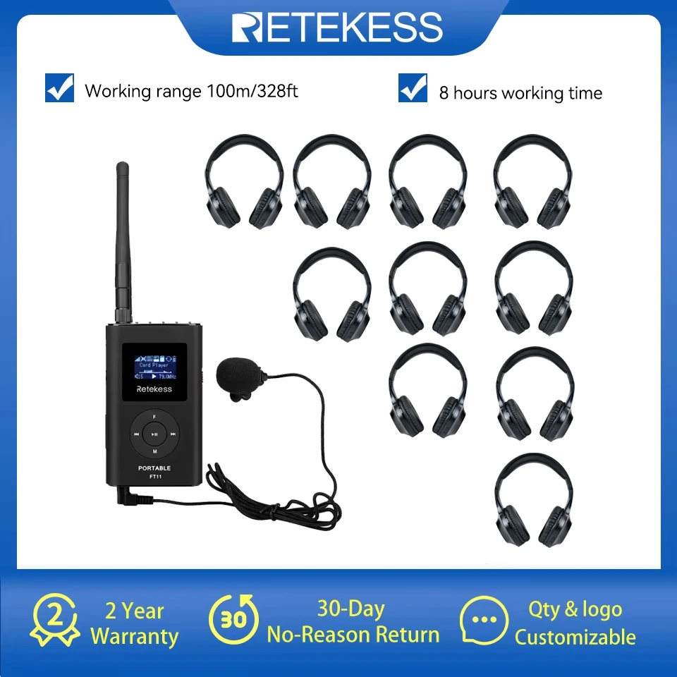 

FM-передатчик Retekess FT11, 0,3 Вт, 10 шт.