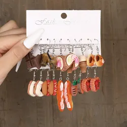 12 Pairs Of Earring Set Lady Simple Temperament Lovely Resin Fruit Animal Earring Set