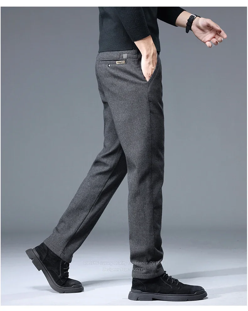 MINGYU Marken-Herrenhose für Herbst und Winter, Business-Mode, Stretch, Slim Fit, Dicke Baumwolle, Bambusfaser, Koreanischer Stil, Graue Freizeithose für Männer – Detail 6