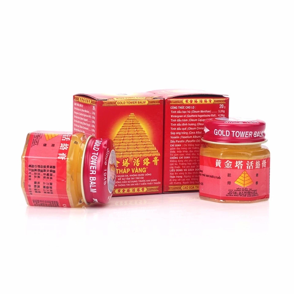 

20g Vietnam Gold Tower Balm Active of Muscles, Joint, Back, Headache Rheumatic Waist Fast Acting Balm Active Long Lasting