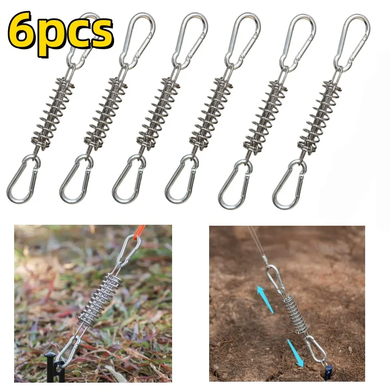 2/4/6 Piezas Tensor de tienda de campaña, Cuerda de viento para tienda de campaña, Hebilla de resorte, Estacas de camping con mosquetones, Tensor de toldo, Gancho de fijación