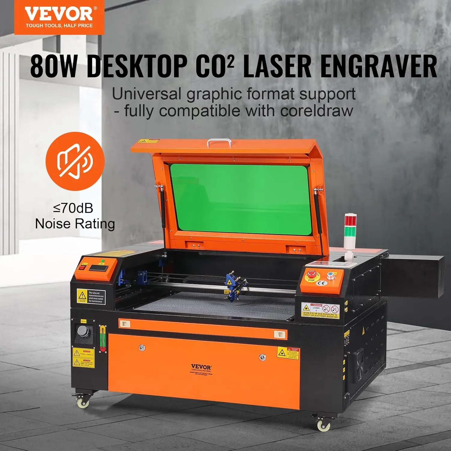 80W CO2 Laser Engraver, 20 x 28 in, 19.7 IPS Laser Cutter Machine with 2-Way Pass Air Assist