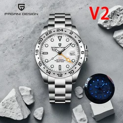 PAGANI DESIGN 2025 new men's automatic mechanical watch GMT sapphire crystal stainless steel waterproof 10Bar luminous BGW-9 rel