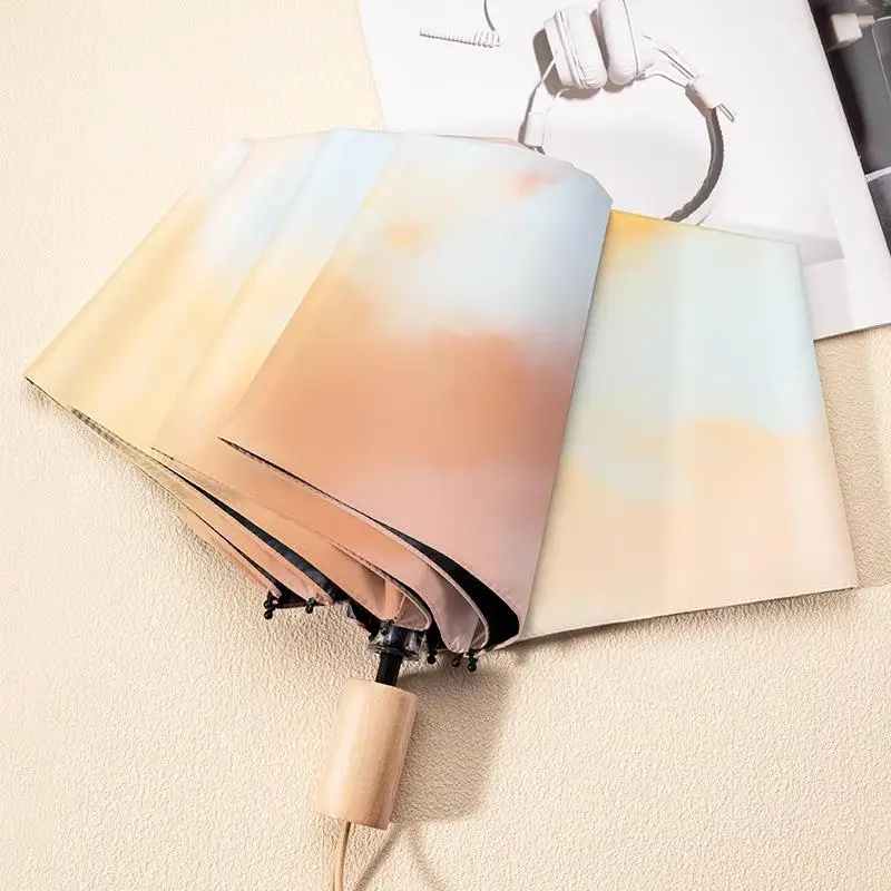 

Automatic Portable Umbrella Women's Sunshade Rainproof UV Protection Compact Retro Style Home Daily Use Three Fold Umbrella