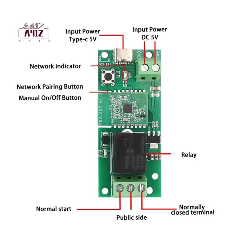 

A41Z-Ewelink Smart USB-C DC 5 В DIY одноканальный Bluetooth WIFI самоблокирующийся беспроводной модуль релейного переключателя для умного дома
