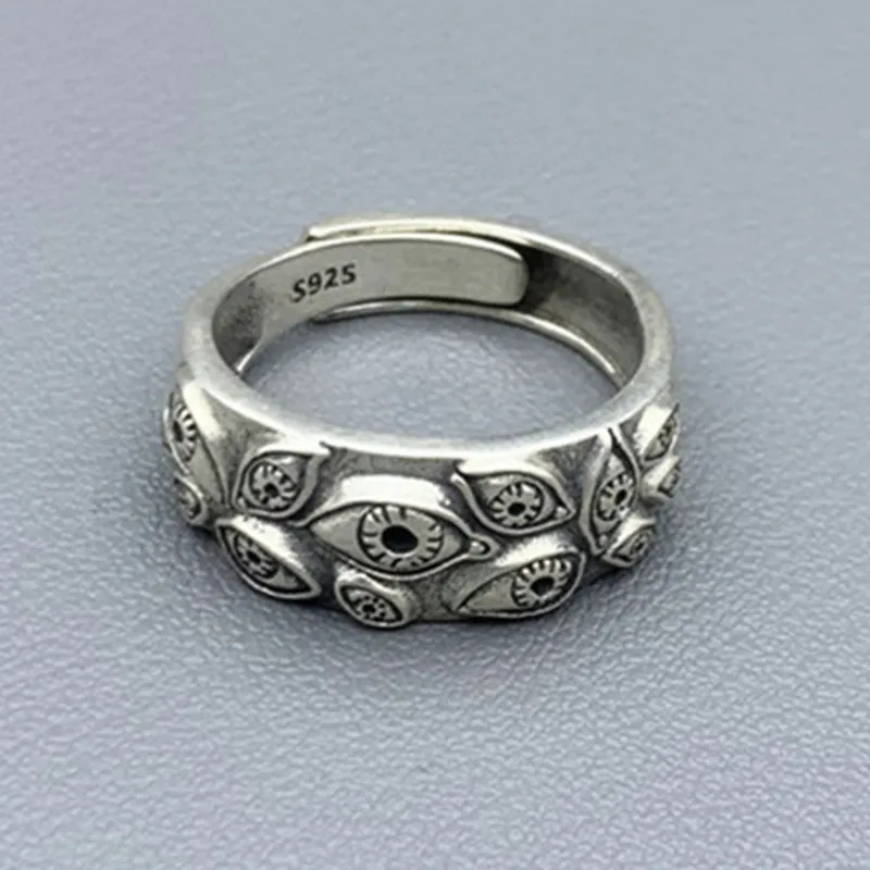 BOCAI New S925 Silver Jewelry Accessory Eye of God Affectionate Gaze at Couples Ring for Men and Women Adjustable Wholesale