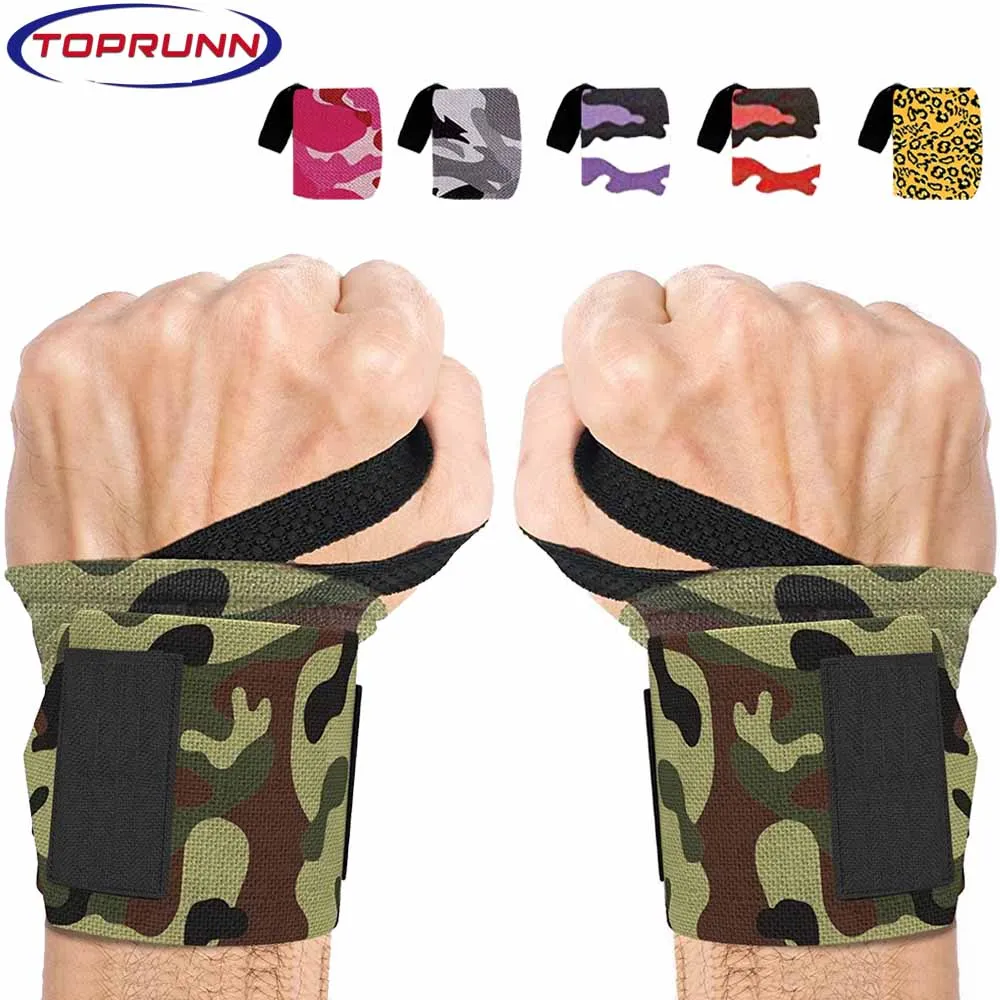 Muñequera de neopreno de camuflaje para levantamiento de pesas, soporte para envolver la muñeca, pulseras deportivas para Crossfit, Protector de