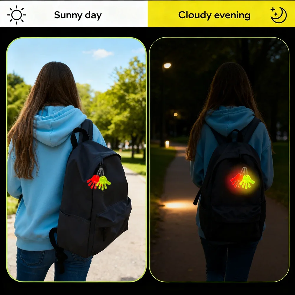 20PCS Palm Reflective Keychain, Fashionable Backpack and Bag Pendant for Daily Travel, Accessories Suitable for Nighttime Travel