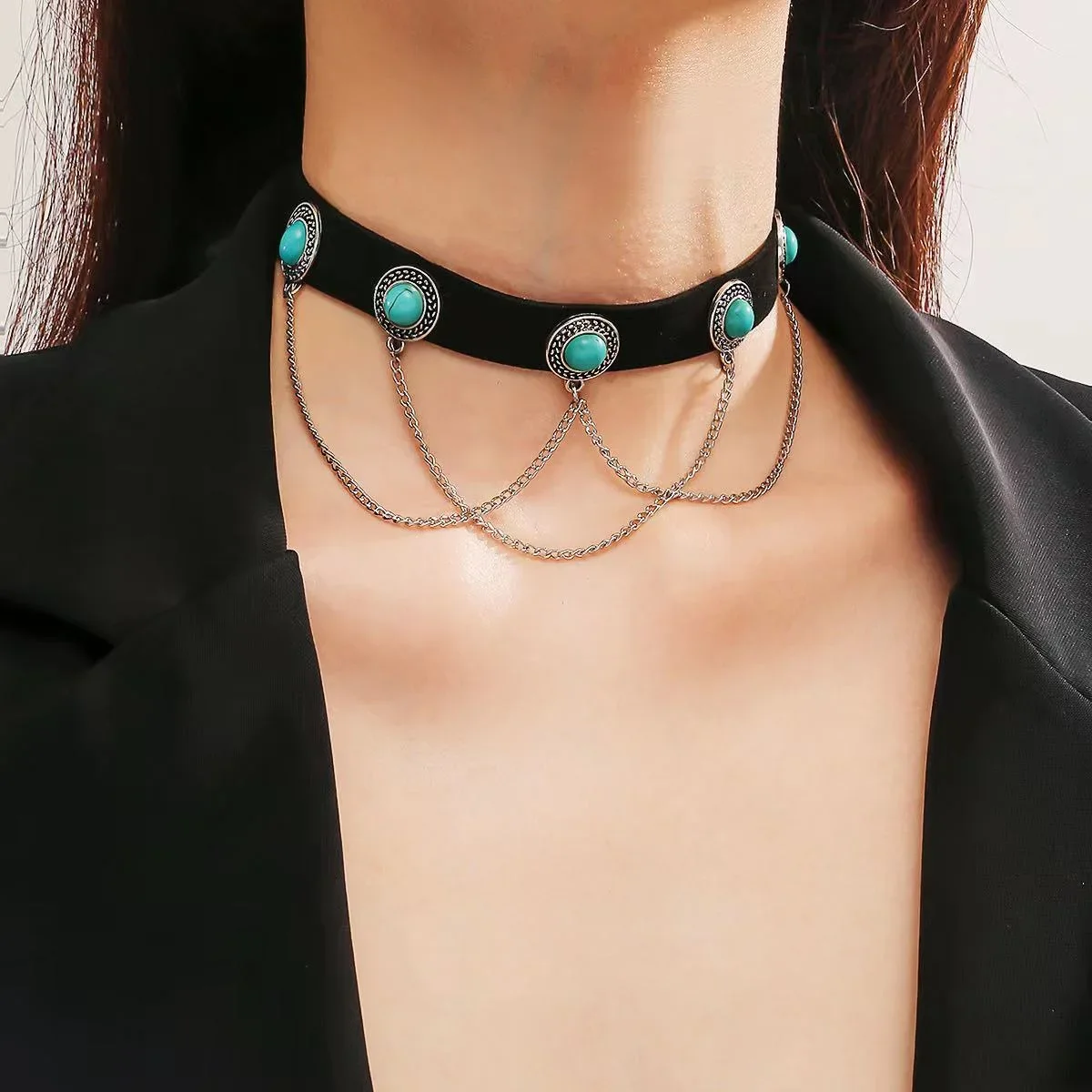 Punk Style Necklace Black Leather Choker 2024 Chain Collares Necklaces For Women Party Jewelry